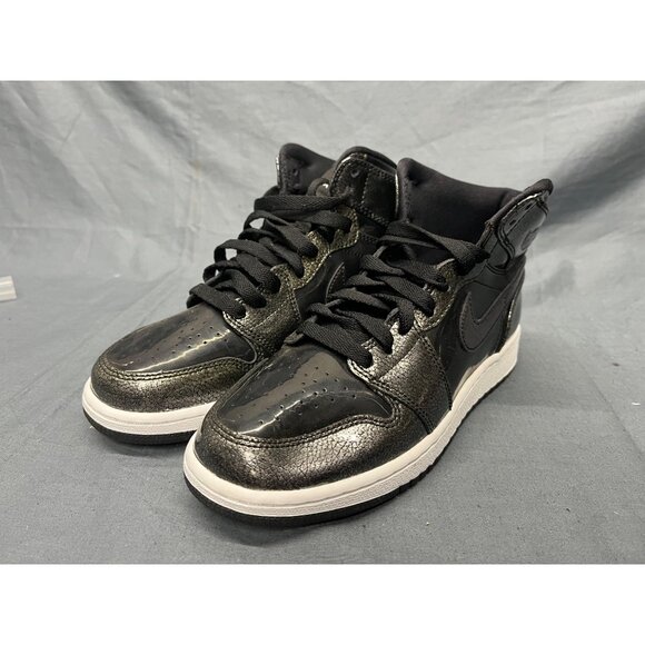 Nike Boys Jordan 1 Retro High (GS) 2016 Black Patent Size 4.5 NEW NO BOX! - Picture 4 of 11